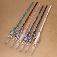 Lampwork Glass Dip Pen, handmade, silver foil, more colors for choice, 16x190mm, Sold By PC