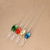Lampwork Glass Dip Pen, handmade, inner flower, more colors for choice, 16x190mm, Sold By PC