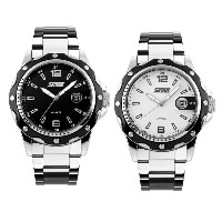 SKmei® Reloj para hombre, acero inoxidable, con dial de aleación de cinc & Vidrio, chapado, impermeable, más colores para la opción, 45x43mm, longitud:aproximado 9 Inch, Vendido por UD