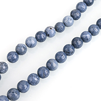 Natürliche Korallen Perlen, rund, verschiedene Größen vorhanden, blau, verkauft per ca. 16 ZollInch Strang
