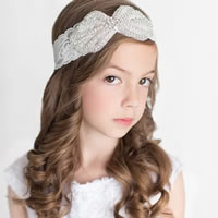 Lace Headband Bowknot for children & with rhinestone white 100mm 45mm Sold Per Approx 14.9 Inch Strand