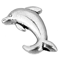 Cink ötvözet Animal Gyöngyök, Delfin, ezüst színű bevonattal, nikkel, ólom és kadmium mentes, 9x13x5mm, Lyuk:Kb 1mm, 1000PC-k/Lot, Által értékesített Lot