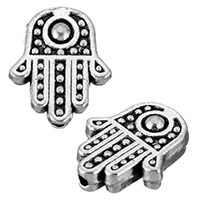 Tibetan Style Jewelry Beads, Hamsa, plated, more colors for choice, nickel, lead & cadmium free, 10x12x3mm, Hole:Approx 1mm, 1500PCs/Lot, Sold By Lot