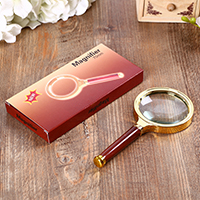 Glass Magnifier with Wood & Zinc Alloy gold color plated nickel lead & cadmium free 700mm Sold By Lot