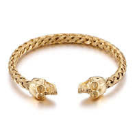 Men Bracelet Stainless Steel Skull 18K gold plated adjustable & for man 12mm Inner Approx 64mm Sold By PC