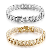 Men Bracelet, Stainless Steel, plated, curb chain & for man, more colors for choice, 12mm, Sold Per Approx 9 Inch Strand
