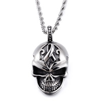 Stainless Steel Skull Pendants, Halloween Jewelry Gift & for man & blacken, 45x22mm, Hole:Approx 3-5mm, Sold By PC