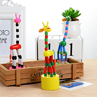 деревянный Кукольный игрушки, Жираф, С животным шаблоном, 42x180mm, продается PC