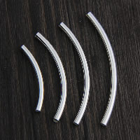 925 Sterling Silver Curved Tube Beads, different size for choice, Hole:Approx 0.8-2mm, Sold By Lot