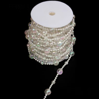 Geïmiteerd kristal Decoratieve Chain, kleurrijke vergulde, 14x4mm, 15m/spool, Verkocht door spool
