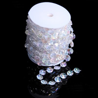 Cristal imité Chaîne décorative, Placage coloré, 14mm, 15m/bobine, Vendu par bobine