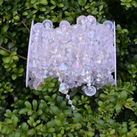 Cristal imitado Cadena decorativa, chapado en colorido, transparente, 16x6mm, 10m/Carrete, Vendido por Carrete
