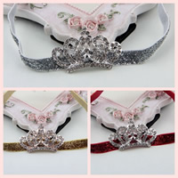 Children Hair Accessory Metallic Cord with Zinc Alloy Crown plated elastic & for children & with rhinestone Sold Per Approx 14 Inch Strand