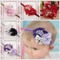 Children Hair Accessory Metallic Cord with Etamine & Plastic Sequin & Satin Ribbon & Plastic Pearl & Zinc Alloy Crown plated elastic & for children & with rhinestone Sold Per Approx 14 Inch Strand