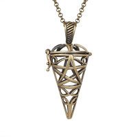 Brass Pregnant Ball Locket Sweater Necklace Triangle plated rolo chain & for woman & hollow lead & cadmium free 800mm Sold Per Approx 31 Inch Strand