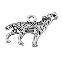 Tibetan Style Animal Pendants, Wolf, antique silver color plated, nickel, lead & cadmium free, 25x18x4mm, Hole:Approx 2mm, 500PCs/Lot, Sold By Lot