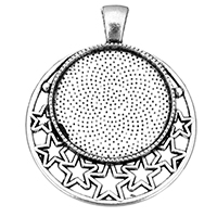 Tibetan Style Pendant Cabochon Setting, Round, antique silver color plated, nickel, lead & cadmium free, 36x46x2mm, Hole:Approx 4x7mm, Inner Diameter:Approx 25mm, 300PCs/Lot, Sold By Lot
