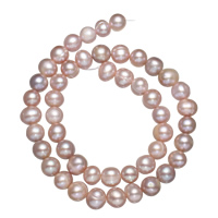Tlačítko kultivované sladkovodní Pearl Beads, přírodní, nachový, 8-9mm, Otvor:Cca 0.8mm, Prodáno za Cca 15 inch Strand
