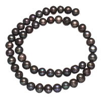 Cultured Round Freshwater Pearl Beads, natural, black, Grade A, 8-9mm, Hole:Approx 0.8mm, Sold Per Approx 14.5 Inch Strand