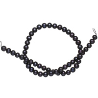 Cultured Round Freshwater Pearl Beads natural black 7-8mm Approx 0.8mm Sold Per 15 Inch Strand