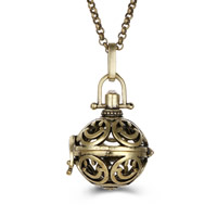 Brass Pregnant Ball Locket Sweater Necklace, Round, plated, rolo chain & for woman & hollow, more colors for choice, lead & cadmium free, 800mm, Sold Per Approx 31 Inch Strand