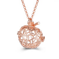 Zinc Alloy Pregnant Ball Locket Sweater Necklace Apple plated rolo chain & for woman & hollow lead & cadmium free 800mm Sold Per Approx 31 Inch Strand