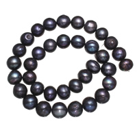 Brambor pěstované sladkovodní perle, Sladkovodní Pearl, modrý, 11-12mm, Otvor:Cca 0.8mm, Prodáno za Cca 15 inch Strand