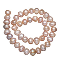 Naturliga sötvattenspärla lösa pärlor, Freshwater Pearl, purpur, 9-10mm, Hål:Ca 0.8mm, Såld Per Ca 15 inch Strand