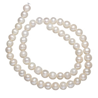 Cultured Potato Freshwater Pearl Beads, natural, white, 7-8mm, Hole:Approx 0.8mm, Sold Per Approx 14 Inch Strand