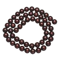 Perles nacres pommes de terre de culture d'eau douce, perle d'eau douce cultivée, pomme de terre, couleur de café, 8-9mm, Trou:Environ 0.8mm, Vendu par Environ 16 pouce brin