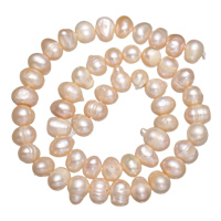 Barock kultivierten Süßwassersee Perlen, Natürliche kultivierte Süßwasserperlen, natürlich, Rosa, 7-8mm, Bohrung:ca. 0.8mm, verkauft per ca. 15 ZollInch Strang