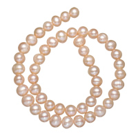 Perlas Redondas Freshwater, Perlas cultivadas de agua dulce, Esférico, natural, Rosado, 8-9mm, agujero:aproximado 0.8-1mm, Vendido para aproximado 15.3 Inch Sarta