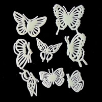 Plastic Luminous Stickers, Butterfly, adhesive & luminated, 35-45mm, 40-70mm, 8PCs/Bag, Sold By Bag
