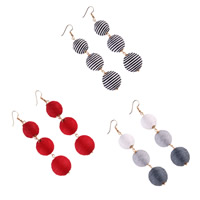 Zinc Alloy Drop Earrings Nylon Cord with Zinc Alloy gold color plated for woman Sold By Pair