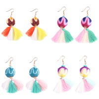Fashion Fringe Earrings Zinc Alloy with Cotton Cord Tassel gold color plated for woman nickel lead & cadmium free Sold By Pair