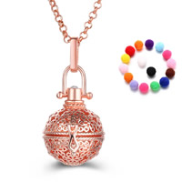Pregnant Ball Locket Pendant, Brass, with Sponge, Round, plated, Essential oil diffusion & hollow, more colors for choice, lead & cadmium free, 20-30mm, Hole:Approx 2-4mm, Sold By PC