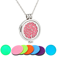Perfume Locket Necklace Zinc Alloy with Cotton Flat Round platinum color plated rope chain & for woman & luminated & hollow nickel lead & cadmium free Sold Per Approx 23.6 Inch Strand