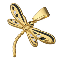 Stainless Steel Animal Pendants Dragonfly gold color plated enamel Approx Sold By PC