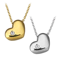 Stainless Steel Jewelry Necklace Heart plated oval chain & with rhinestone 1.5mm Sold Per Approx 17 Inch Strand