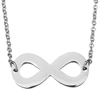 Stainless Steel Jewelry Necklace, Number 8, oval chain, original color, 25x12mm, 1.5mm, Sold Per Approx 17 Inch Strand