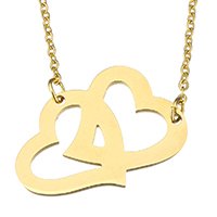 Stainless Steel Jewelry Necklace Heart gold color plated oval chain 1.5mm Sold Per Approx 17 Inch Strand