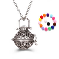 Brass Pregnant Ball Locket Sweater Necklace with Sponge Round plated Essential oil diffusion & rolo chain & for woman & hollow lead & cadmium free 800mm Sold Per Approx 31 Inch Strand