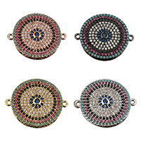 Zinc Alloy Connector Flat Round plated micro pave rhinestone & 1/1 loop nickel lead & cadmium free Approx 1mm Sold By Lot