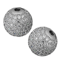 Rhinestone Tibetan Style Beads, Round, platinum color plated, micro pave rhinestone, nickel, lead & cadmium free, 12mm, Hole:Approx 2mm, 20PCs/Lot, Sold By Lot