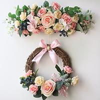 Artificial Silk Simulation Wreath Ornaments with Rattan & Satin Ribbon & Plastic Pearl wedding gift Sold By PC