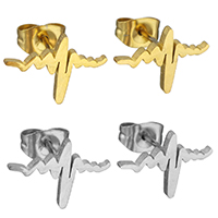 Roestvrij staal Stud Earrings, plated, meer kleuren voor de keuze, 13.5x9.5mm, 12paren/Lot, Verkocht door Lot