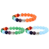 Wrist Mala, Gemstone, with Velveteen & Tibetan Style, antique silver color plated, different materials for choice & Unisex & different size for choice, 6mm, Length:Approx 7.5-7.8 Inch, 5Strands/Lot, Sold By Lot