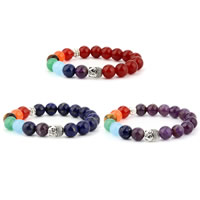 Wrist Mala, Gemstone, with Velveteen & Tibetan Style, plated, different materials for choice & Unisex, 8mm, Length:Approx 7.5-7.8 Inch, 5Strands/Lot, Sold By Lot