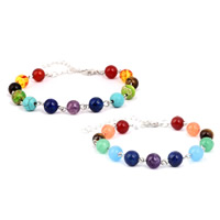 Unisex Bracelet, Gemstone, with Velveteen & Tibetan Style, platinum color plated, different materials for choice, 8mm, Length:Approx 7.5-8 Inch, 5Strands/Lot, Sold By Lot