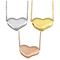 Unisex ogrlica, Nehrđajući čelik, Srce, pozlaćen, bez spolne razlike & ovalni lanac, više boja za izbor, 19x13mm, 1.5mm, Prodano Per Približno 18 inčni Strand